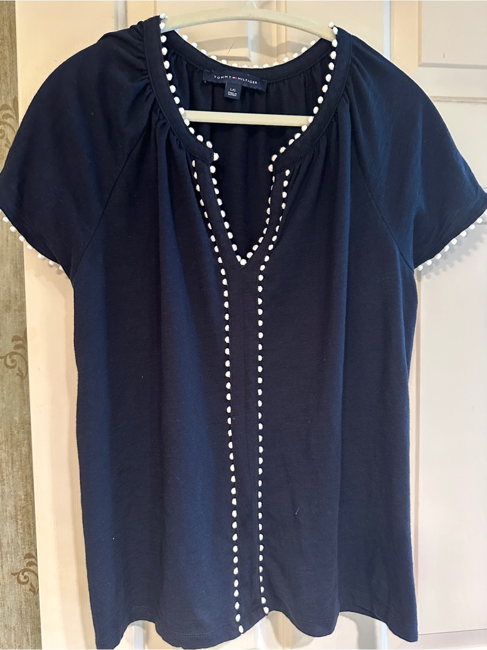 Tommy Hilfiger navy with white trim ss top